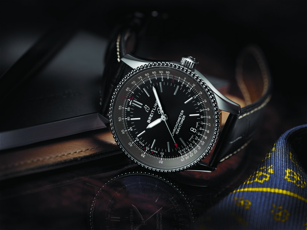 navitimer 1 automatic 38 with black djial andj black alligator leather strap kopie